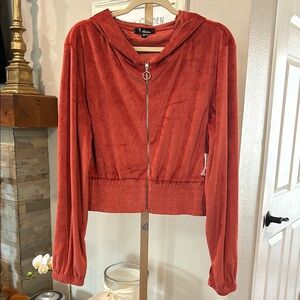 NWT Rainbow Orange Velour XL Hoodie